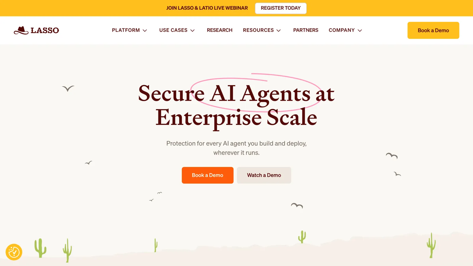 Screenshot of the Lasso Security website, an AI runtime protection tool