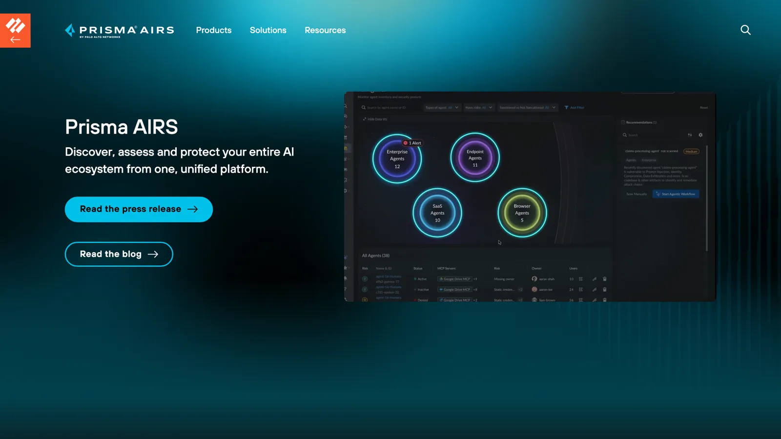 Screenshot of Prisma AIRS, the AI security platform from Palo Alto Networks formerly known as Protect AI